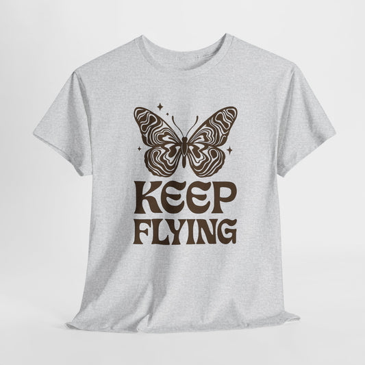 Keep Flying Butterfly Tee — Retro Motivational Graphic Shirt