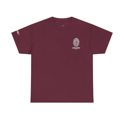 Belong to Christ T-Shirt — Christian Cross Fingerprint Tee (Isaiah 43:1)