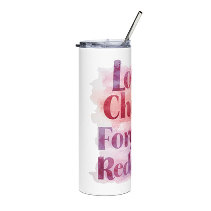 20oz Stainless Steel Tumbler - Watercolor "Loved Chosen Forgiven Redeemed"