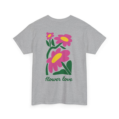 Flower Love T‑Shirt — Retro Pink Floral Graphic Tee
