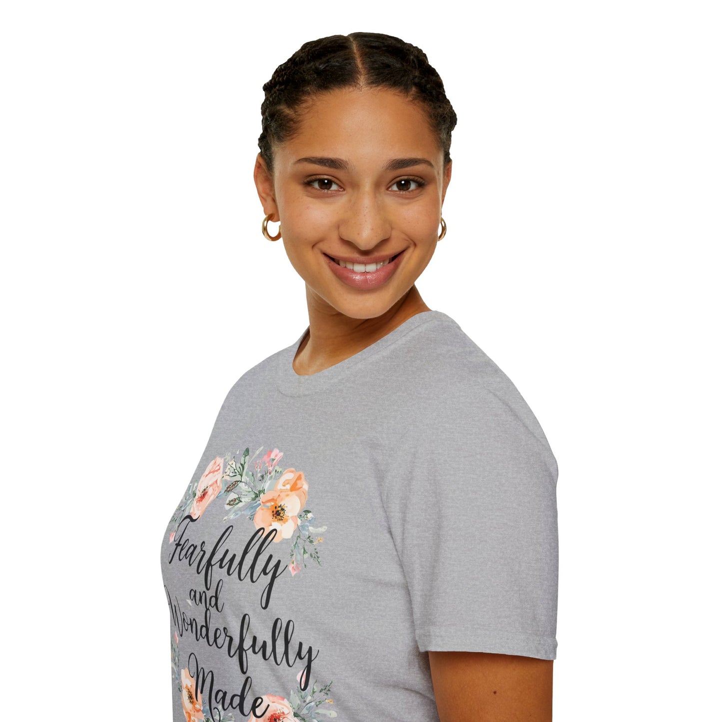 T-Shirt — "Fearfully and Wonderfully Made" Floral Inspirational Tee