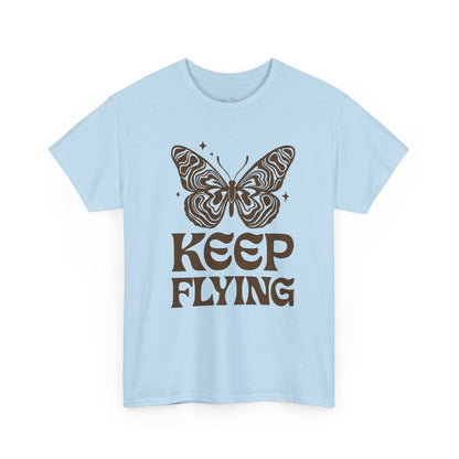 Keep Flying Butterfly Tee — Retro Motivational Graphic Shirt