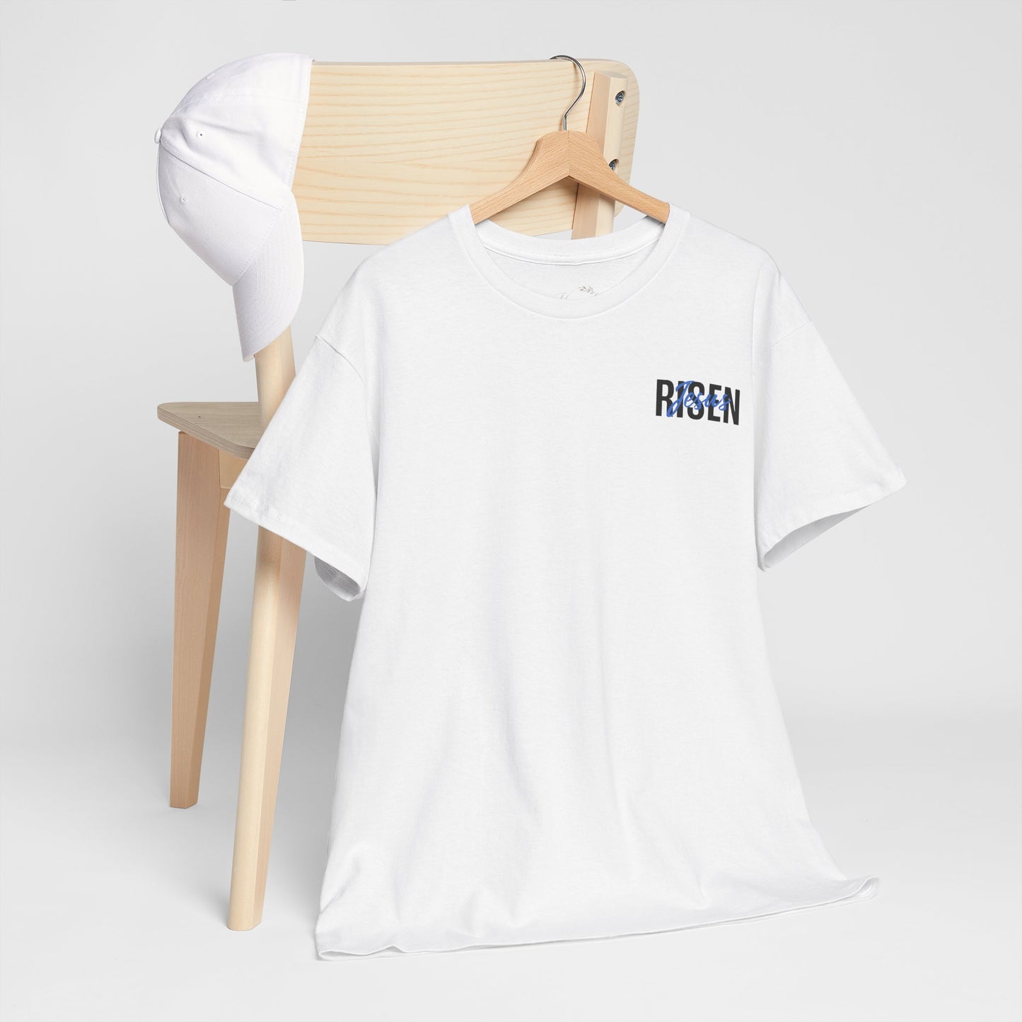 BLUE Risen Jesus Tee — Christian Easter Shirt with Crown of Thorns Design