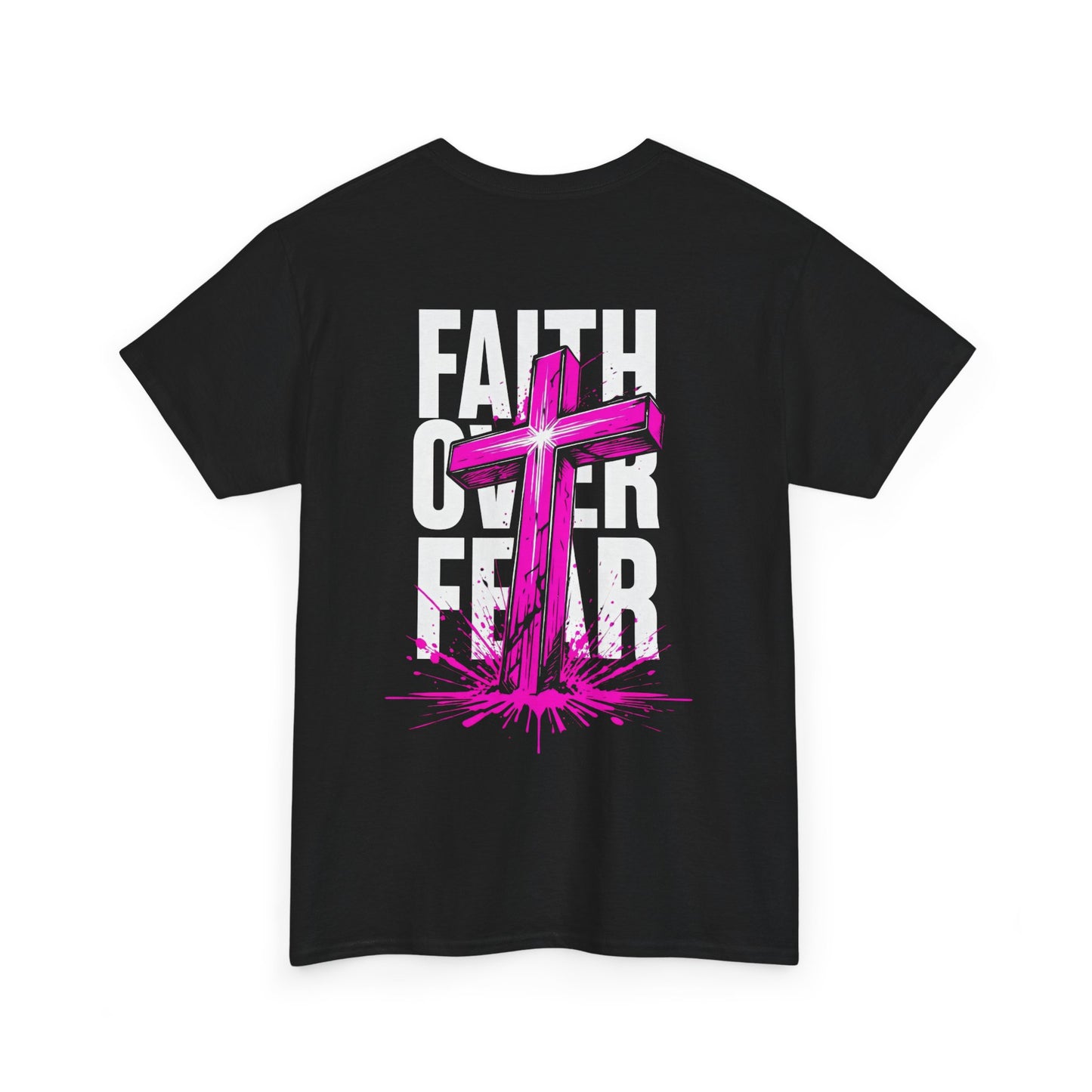 Faith Over Fear T‑Shirt — PINK Christian Cross Graphic Tee
