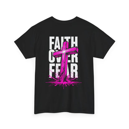 Faith Over Fear T‑Shirt — PINK Christian Cross Graphic Tee