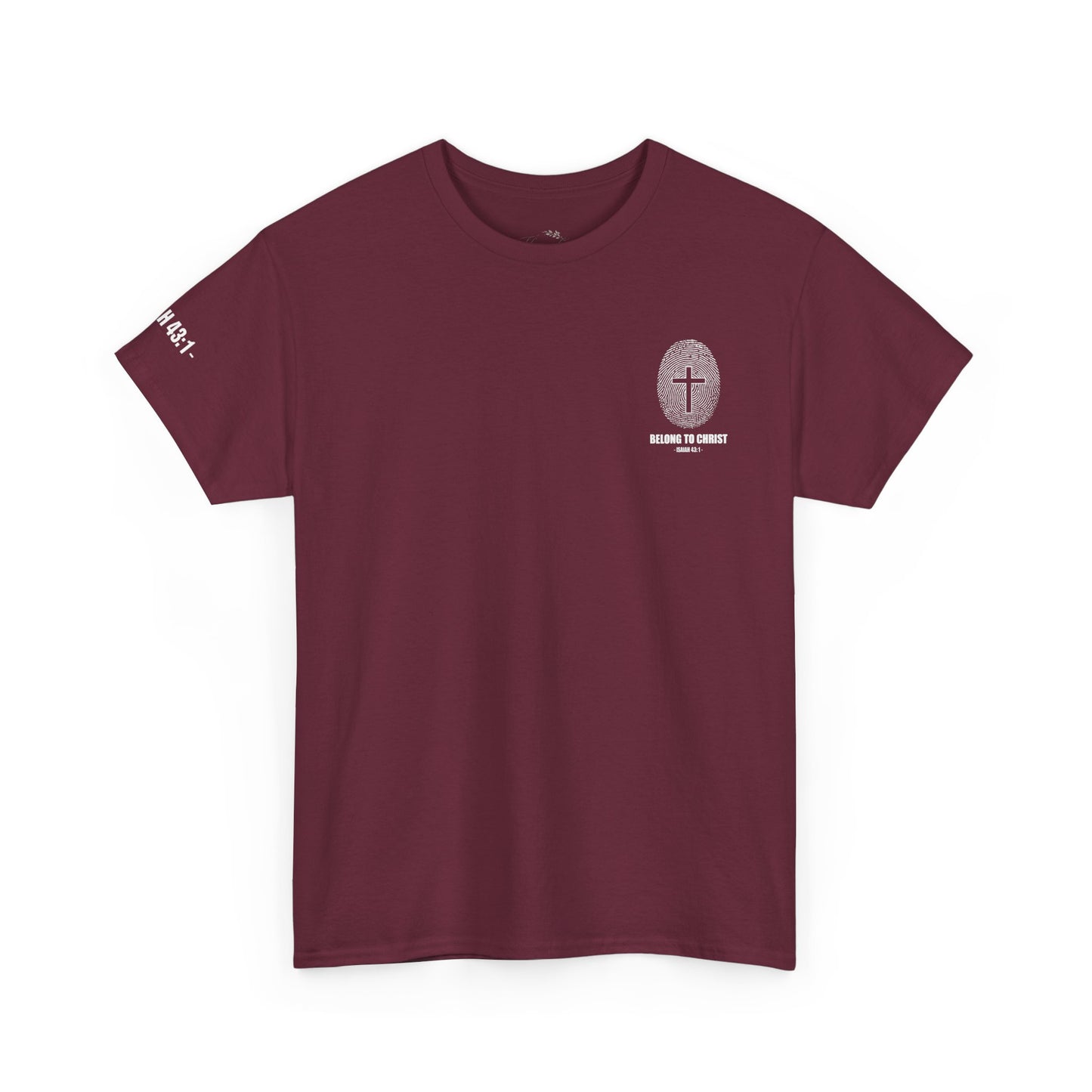 Belong to Christ T-Shirt — Christian Cross Fingerprint Tee (Isaiah 43:1)