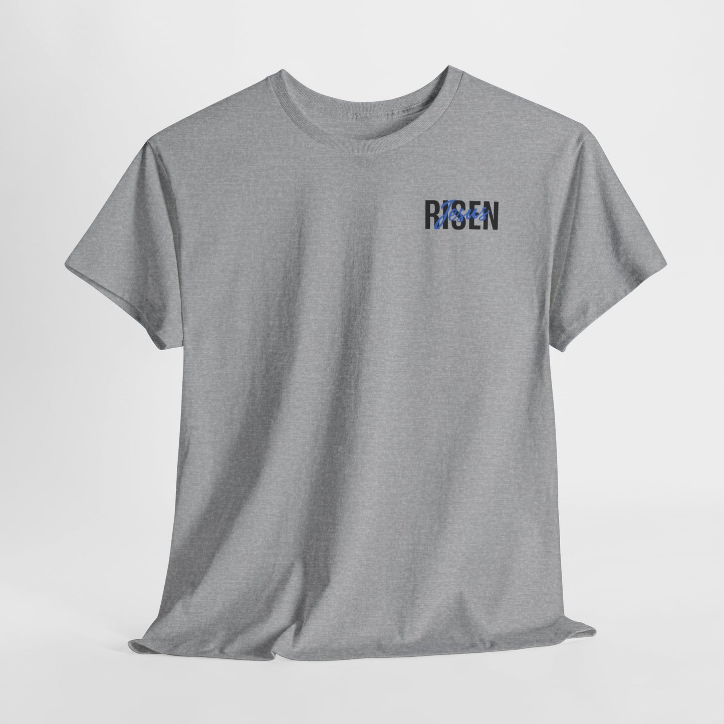 BLUE Risen Jesus Tee — Christian Easter Shirt with Crown of Thorns Design