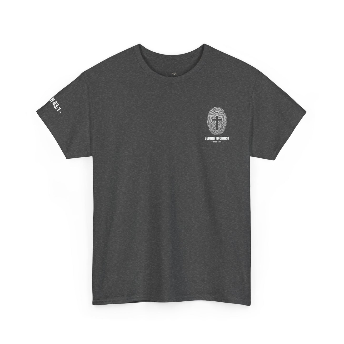 Belong to Christ T-Shirt — Christian Cross Fingerprint Tee (Isaiah 43:1)