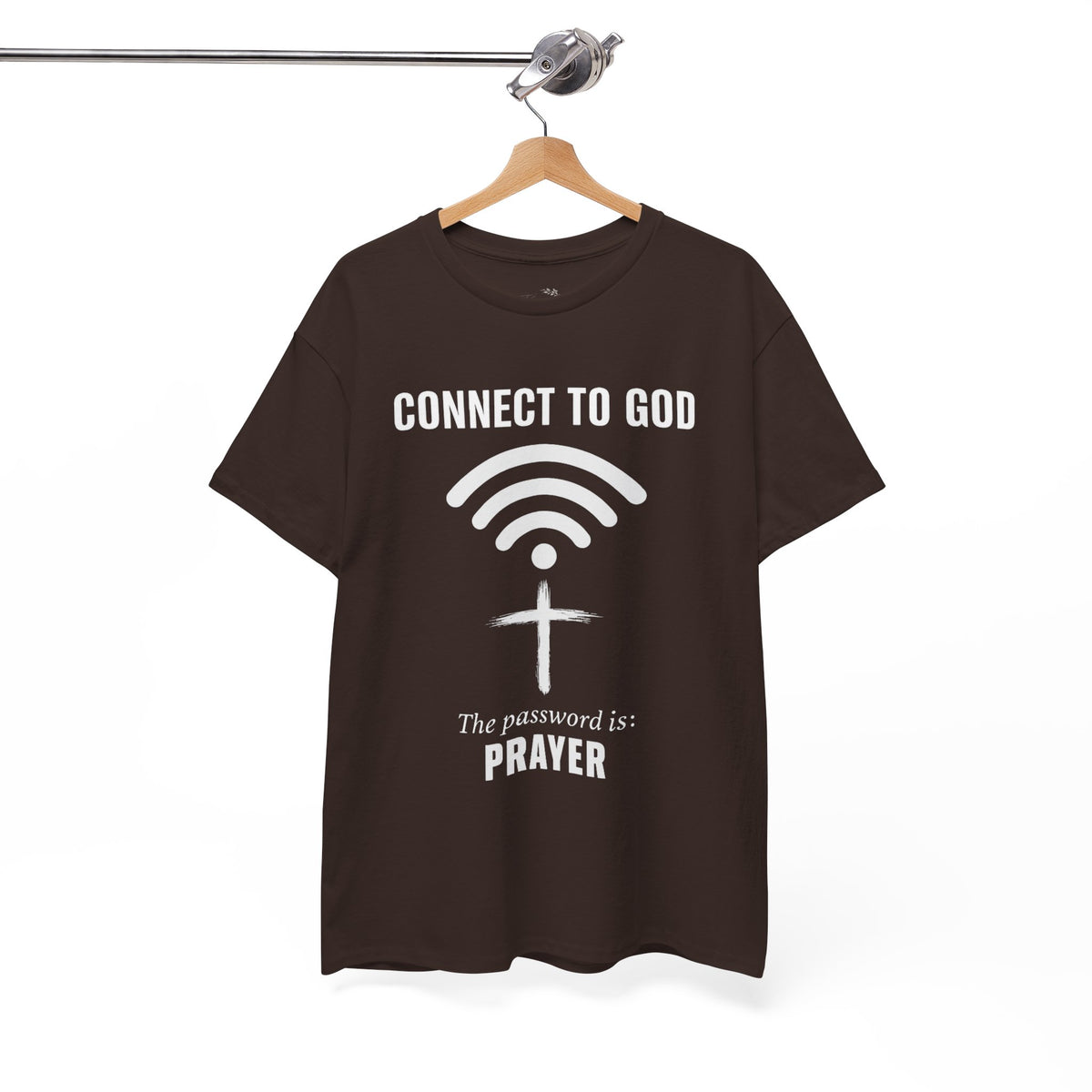 (UNISEX) Connect to God Prayer T-Shirt — Christian Faith Tee with Cross WiFi Design