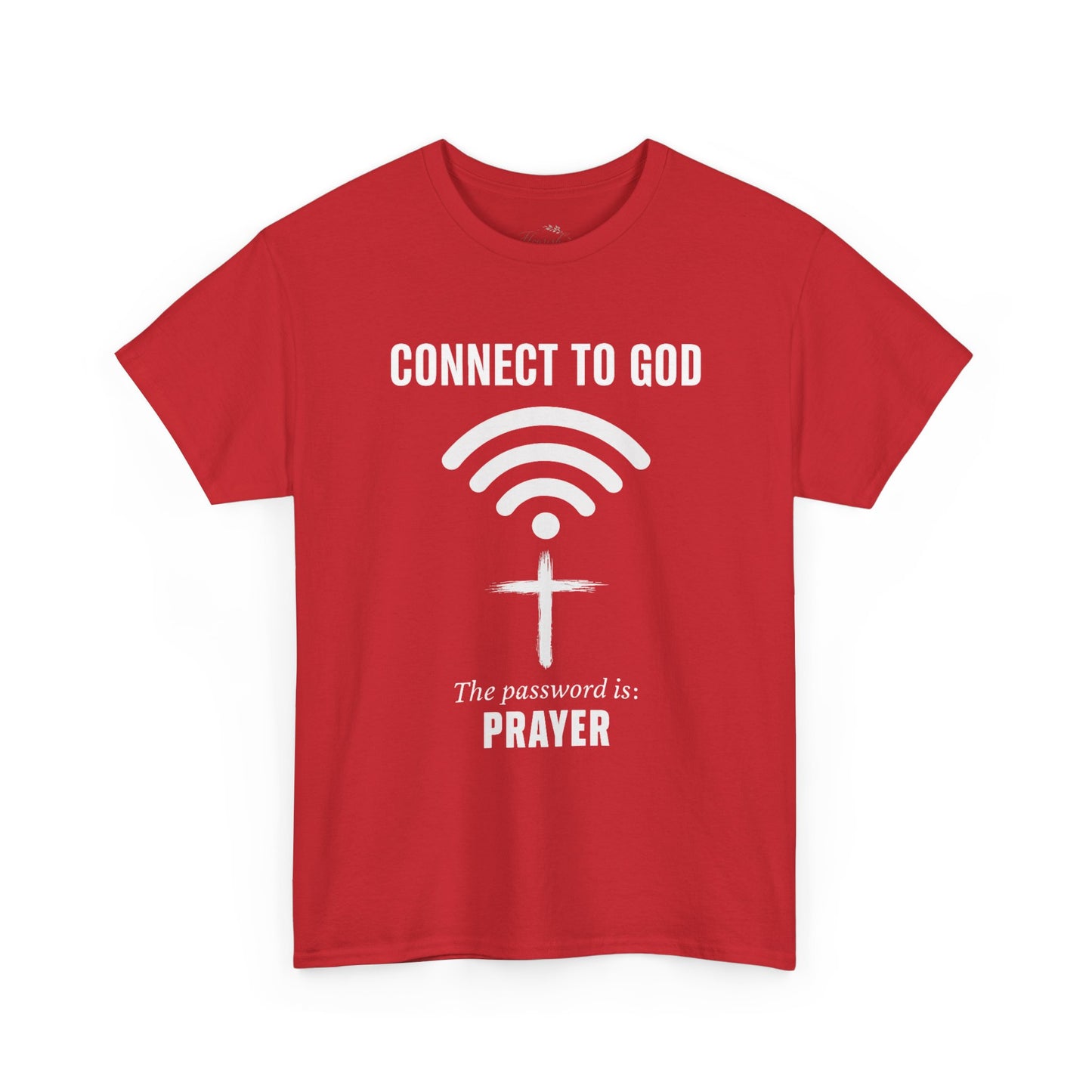 (UNISEX) Connect to God Prayer T-Shirt — Christian Faith Tee with Cross WiFi Design