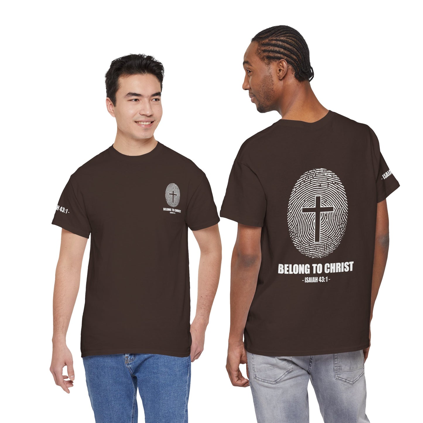 Belong to Christ T-Shirt — Christian Cross Fingerprint Tee (Isaiah 43:1)