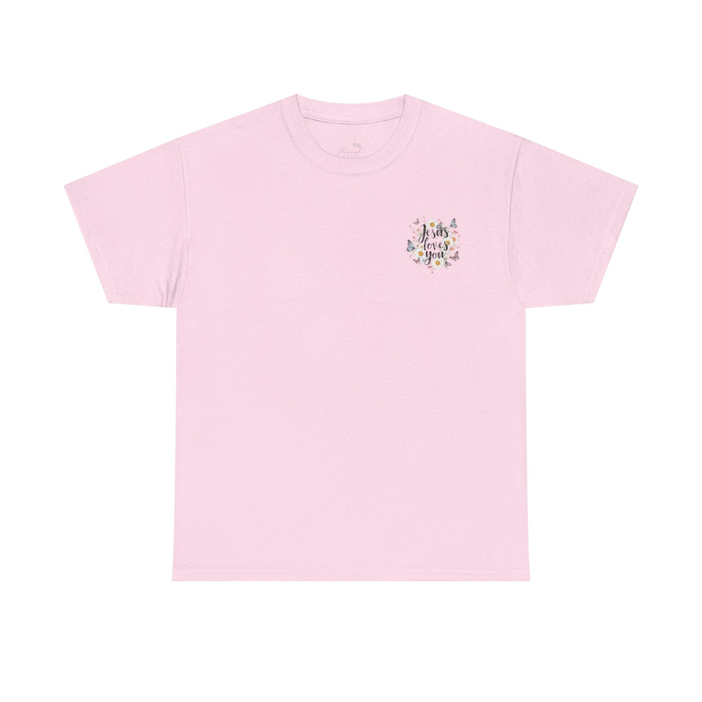 Christian T-Shirt — “Jesus Loves You” Floral Butterfly Tee
