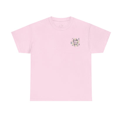 Christian T-Shirt — “Jesus Loves You” Floral Butterfly Tee