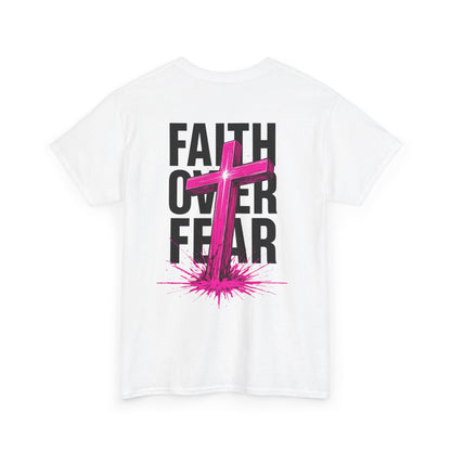 Faith Over Fear T‑Shirt — PINK Christian Cross Graphic Tee
