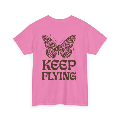 Keep Flying Butterfly Tee — Retro Motivational Graphic Shirt