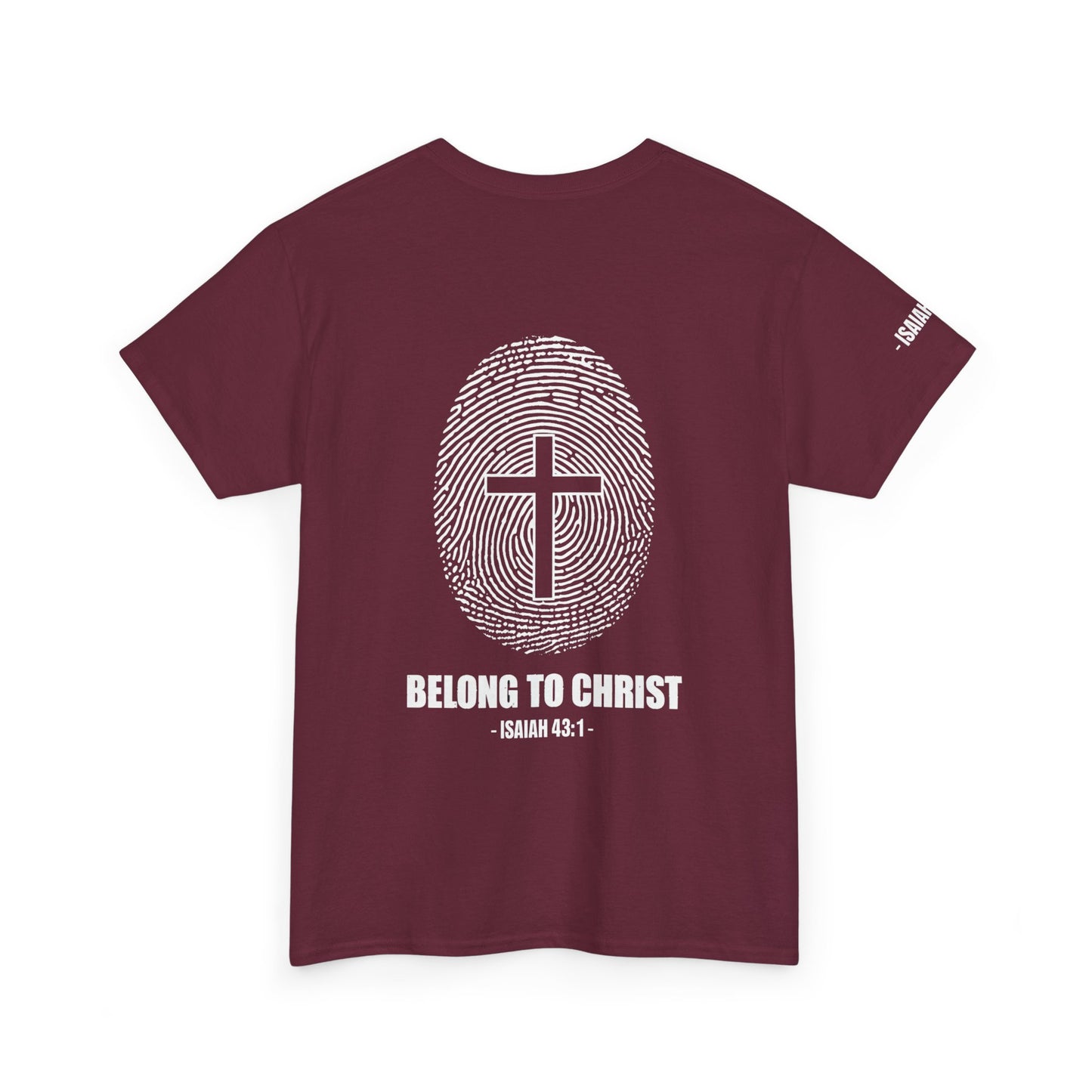 Belong to Christ T-Shirt — Christian Cross Fingerprint Tee (Isaiah 43:1)