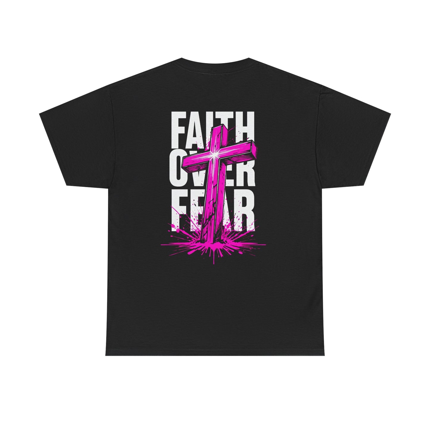 Faith Over Fear T‑Shirt — PINK Christian Cross Graphic Tee