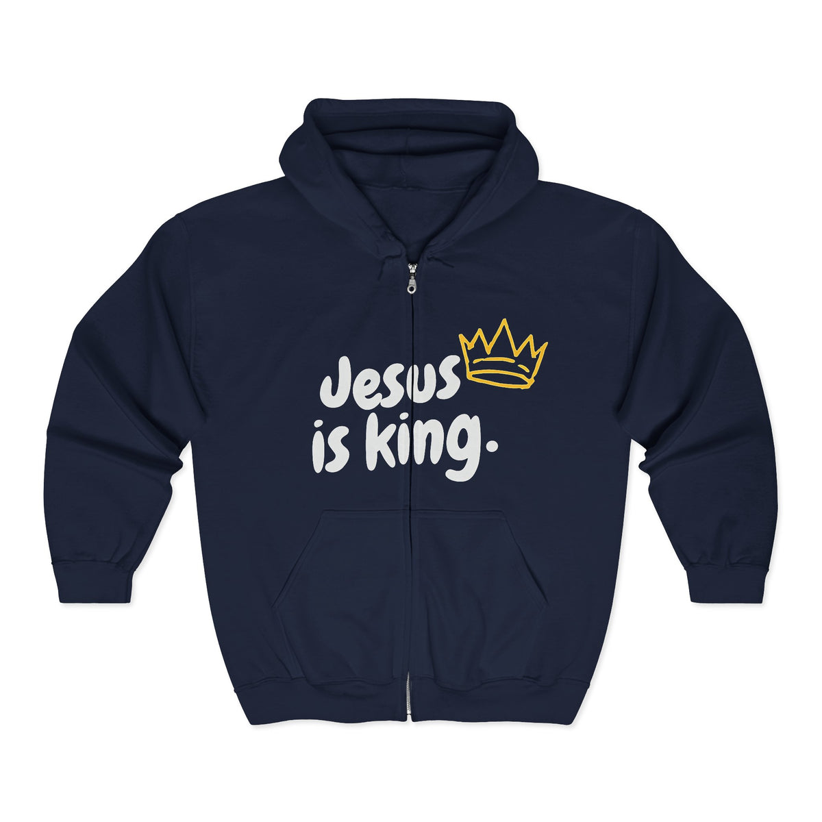 (UNISEX) Jesus Is King Zip Hoodie — Faith-Based Full‑Zip Sweatshirt