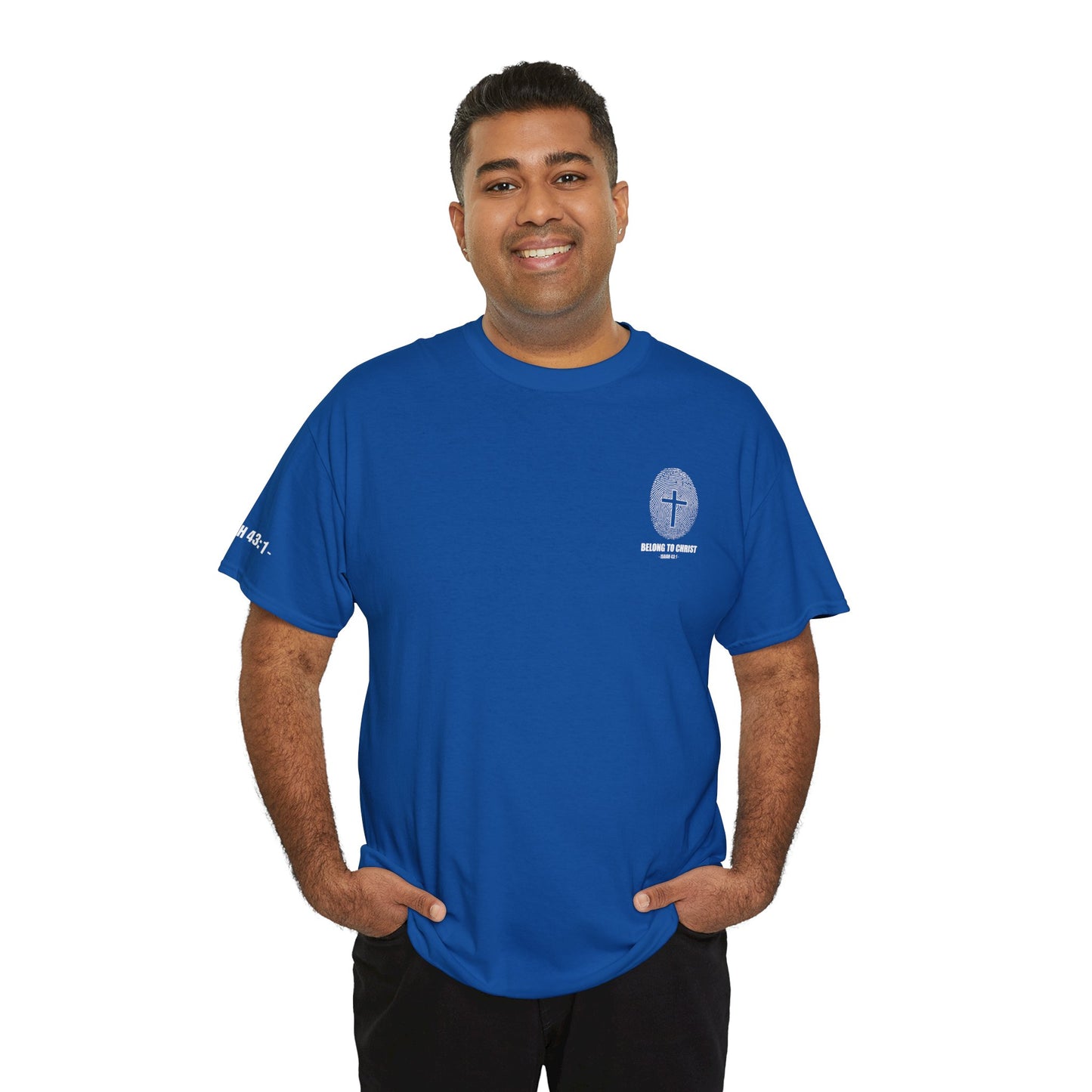 Belong to Christ T-Shirt — Christian Cross Fingerprint Tee (Isaiah 43:1)