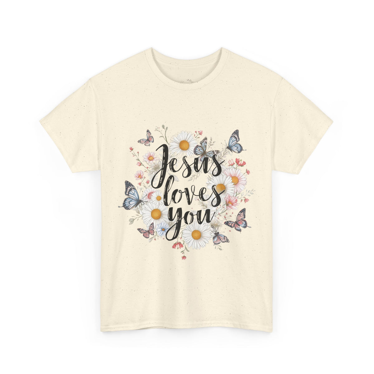 Christian T-Shirt — “Jesus Loves You” Floral Butterfly Tee