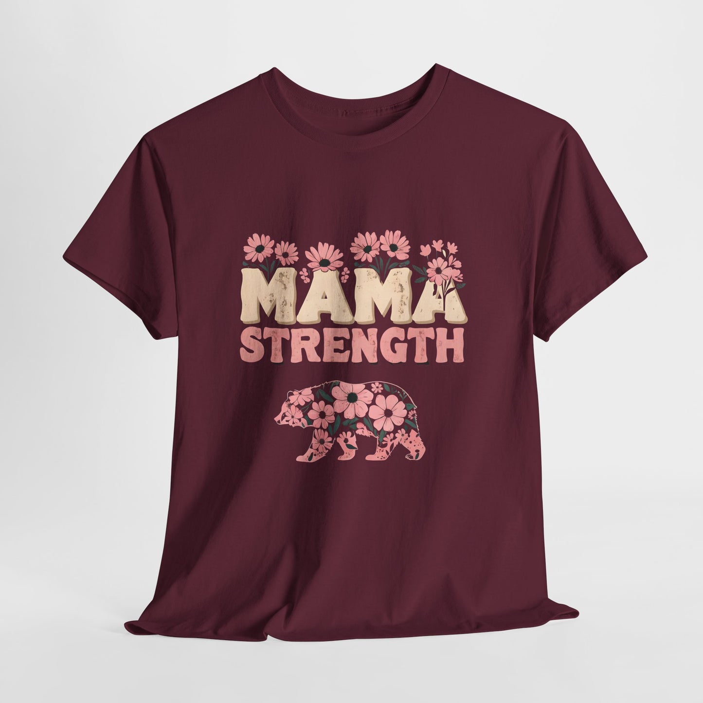 Mama Strength T-Shirt — Floral Mama Bear Tee for Mothers, Mother’s Day Gift