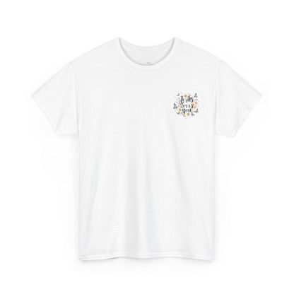 Christian T-Shirt — “Jesus Loves You” Floral Butterfly Tee