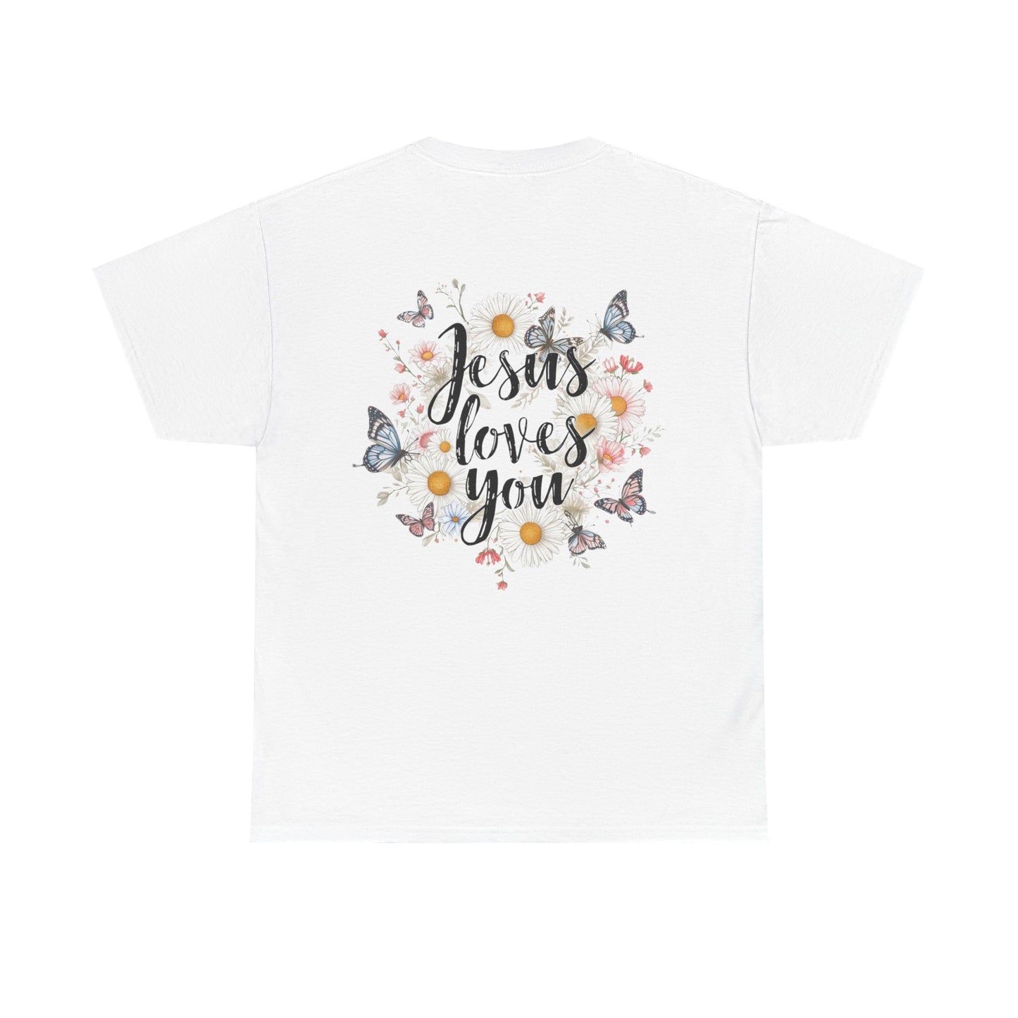 Christian T-Shirt — “Jesus Loves You” Floral Butterfly Tee