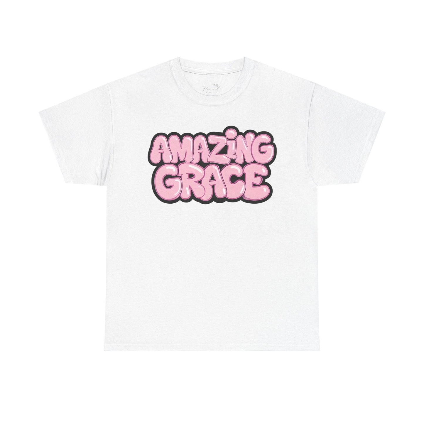Amazing Grace T-Shirt — Pink Bubble Letter Christian Tee