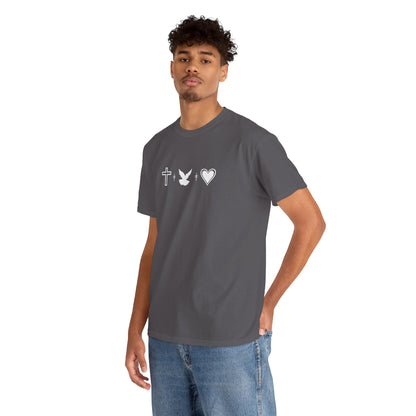 Worship Tee — "I Was Built to Worship" Christian Cross + Dove + Heart T‑Shirt