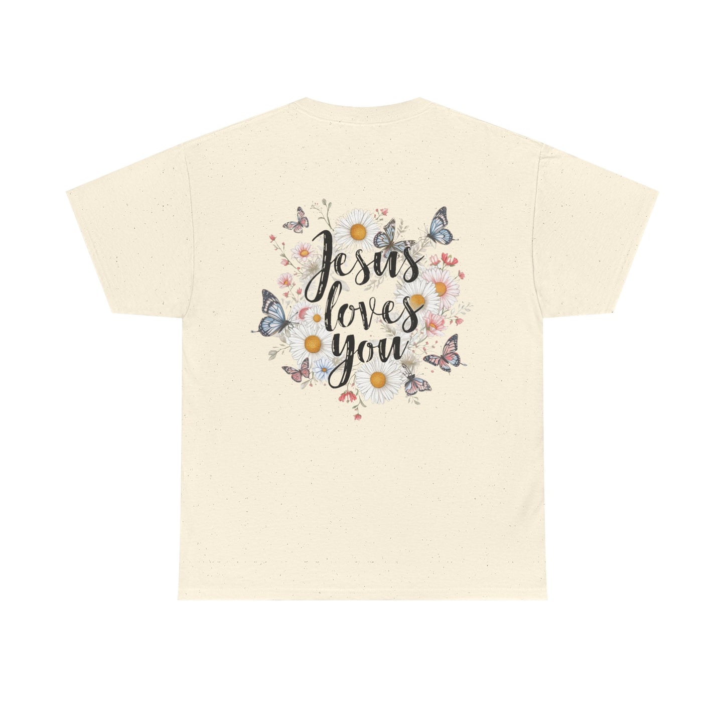 Christian T-Shirt — “Jesus Loves You” Floral Butterfly Tee