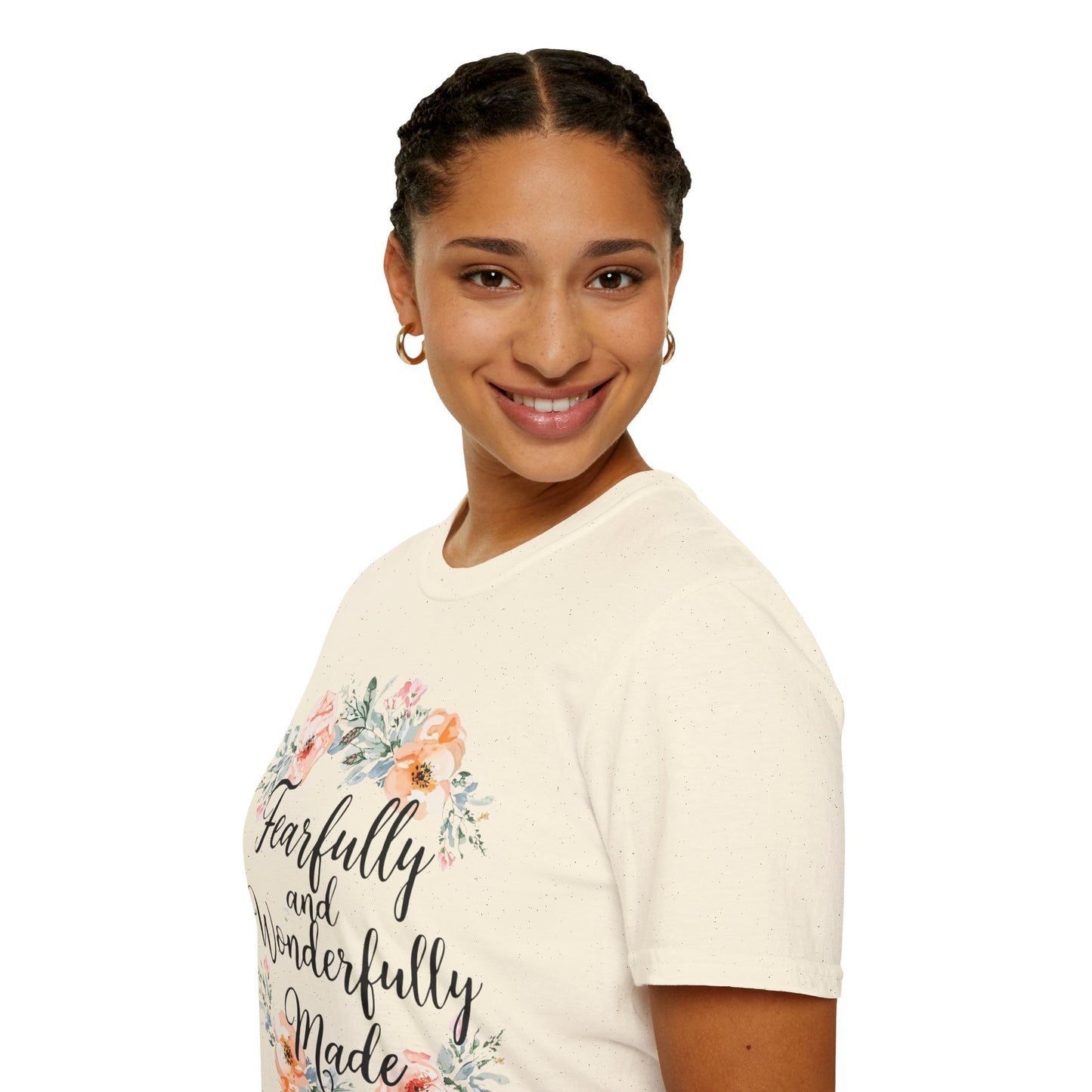 T-Shirt — "Fearfully and Wonderfully Made" Floral Inspirational Tee
