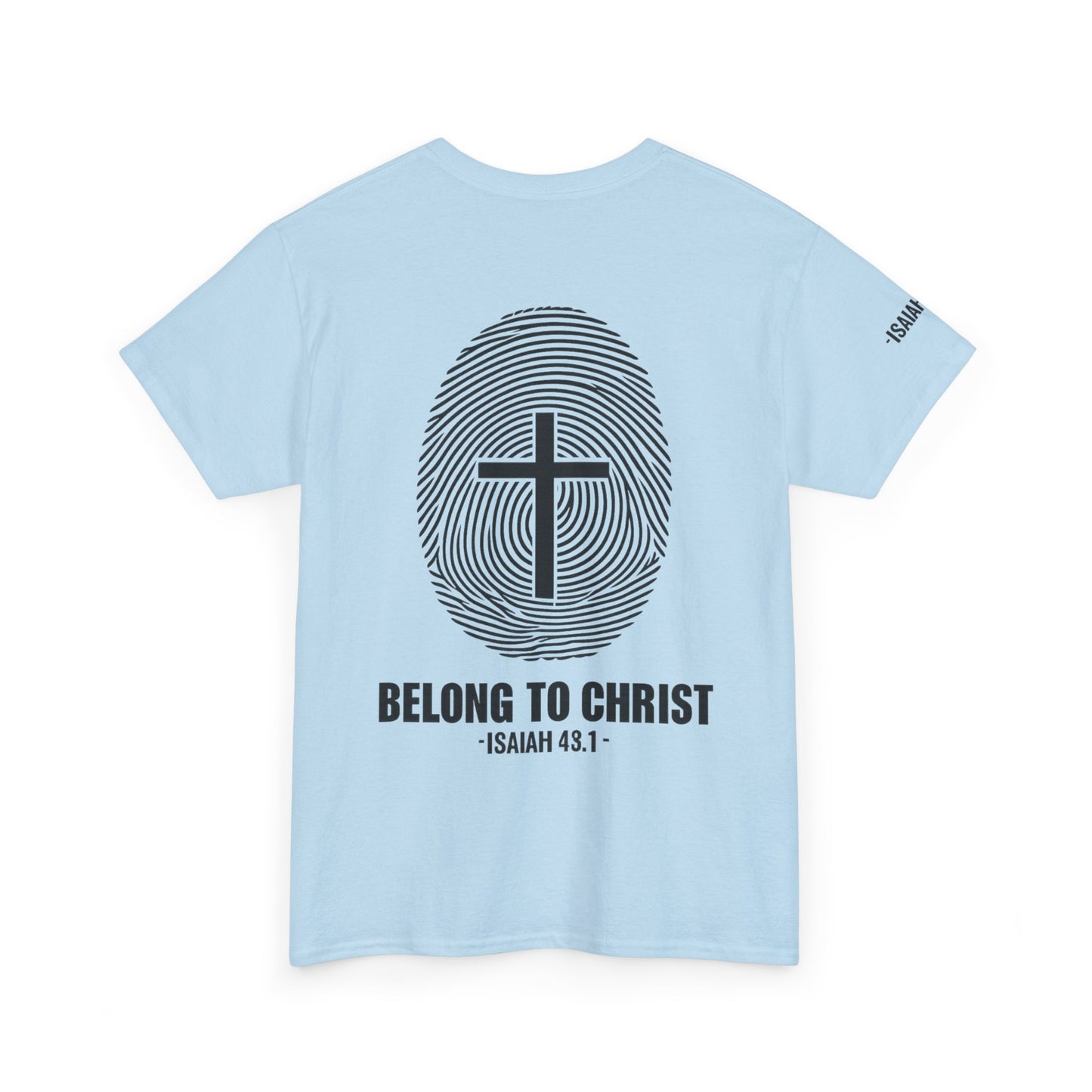 Belong to Christ T-Shirt — Christian Cross Fingerprint Tee (Isaiah 43:1)