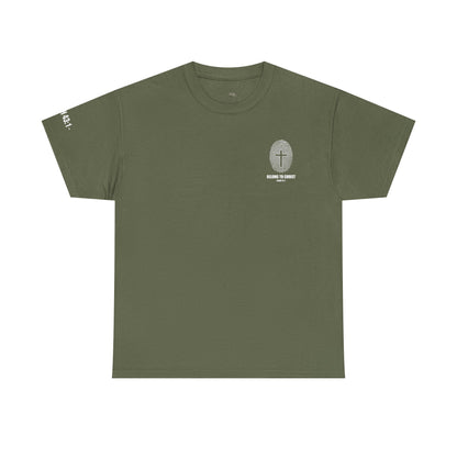Belong to Christ T-Shirt — Christian Cross Fingerprint Tee (Isaiah 43:1)