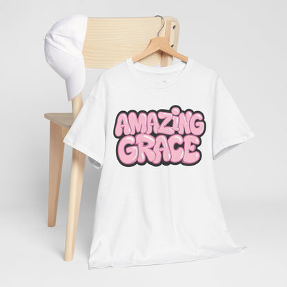 Amazing Grace T-Shirt — Pink Bubble Letter Christian Tee