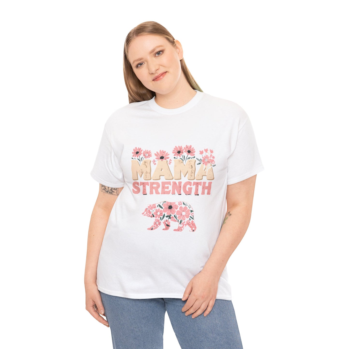 Mama Strength T-Shirt — Floral Mama Bear Tee for Mothers, Mother’s Day Gift