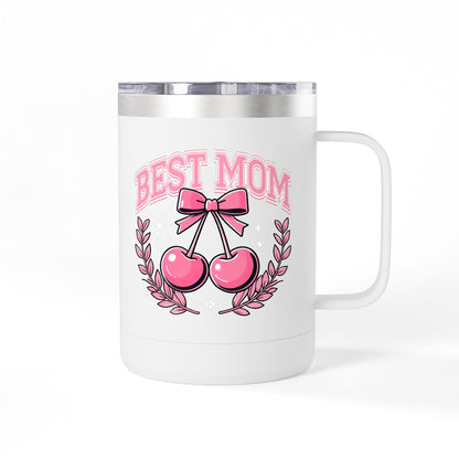 Best Mom Pink Bow & Cherries - 15oz Tumbler