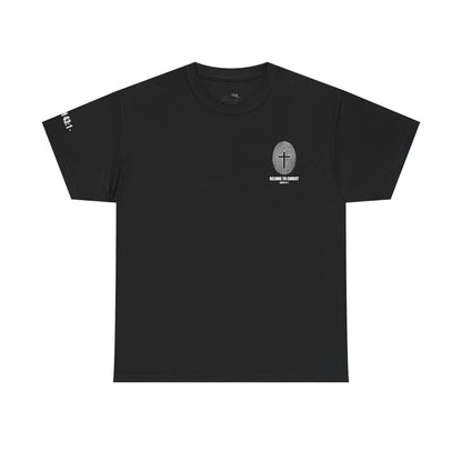 Belong to Christ T-Shirt — Christian Cross Fingerprint Tee (Isaiah 43:1)