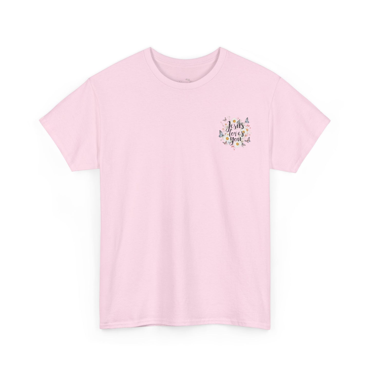 Christian T-Shirt — “Jesus Loves You” Floral Butterfly Tee