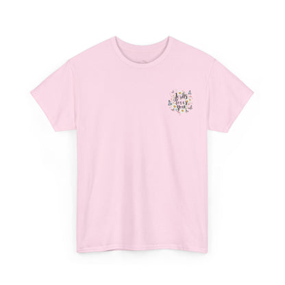 Christian T-Shirt — “Jesus Loves You” Floral Butterfly Tee