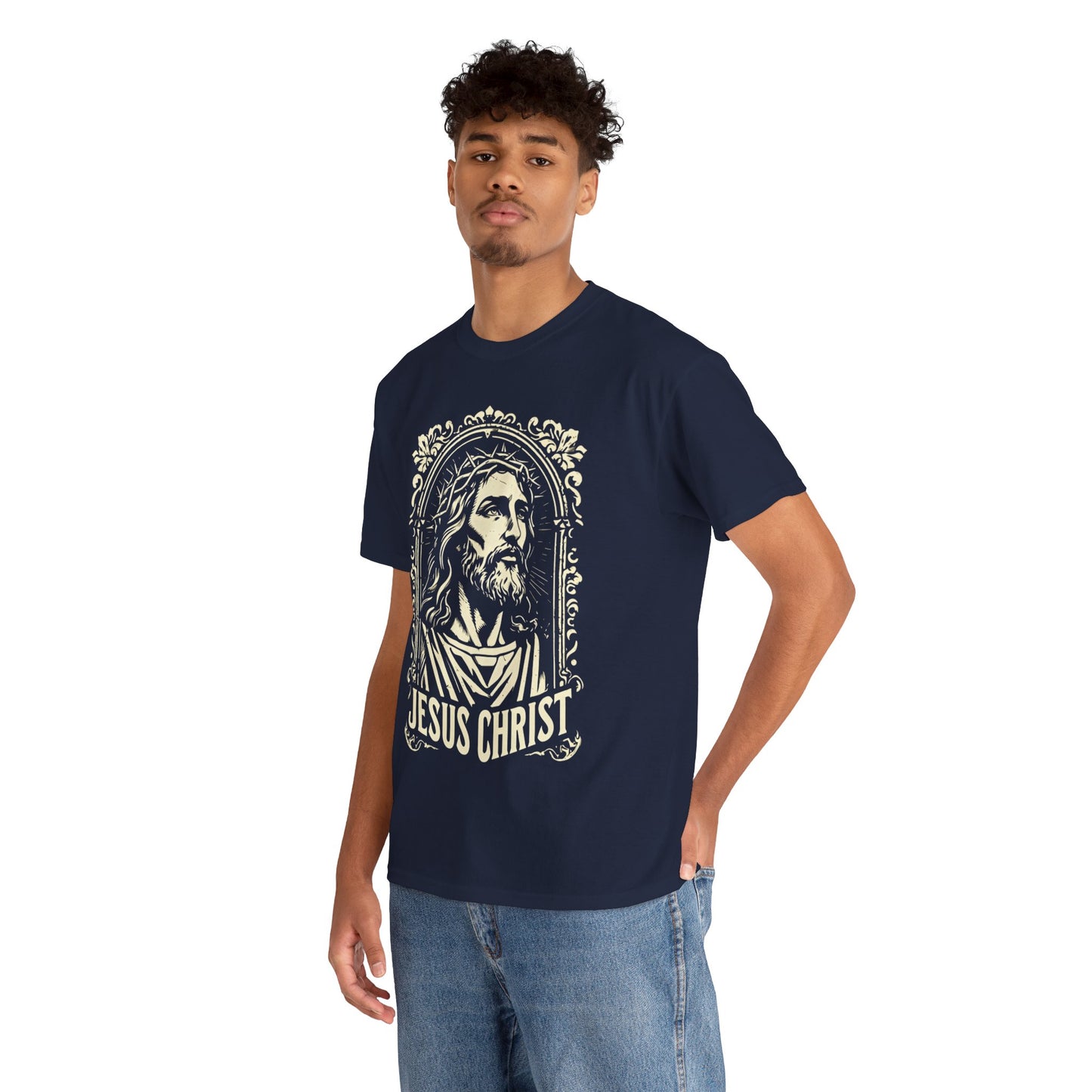Jesus Christ Front Graphic Tee - Vintage Ornate T-Shirt