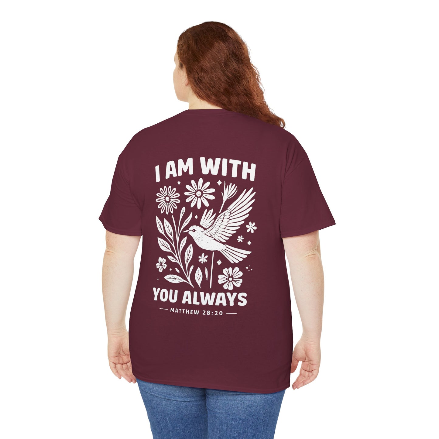 T-Shirt — "I Am With You Always" Hummingbird Floral Comfort Tee