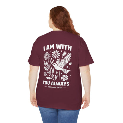 T-Shirt — "I Am With You Always" Hummingbird Floral Comfort Tee