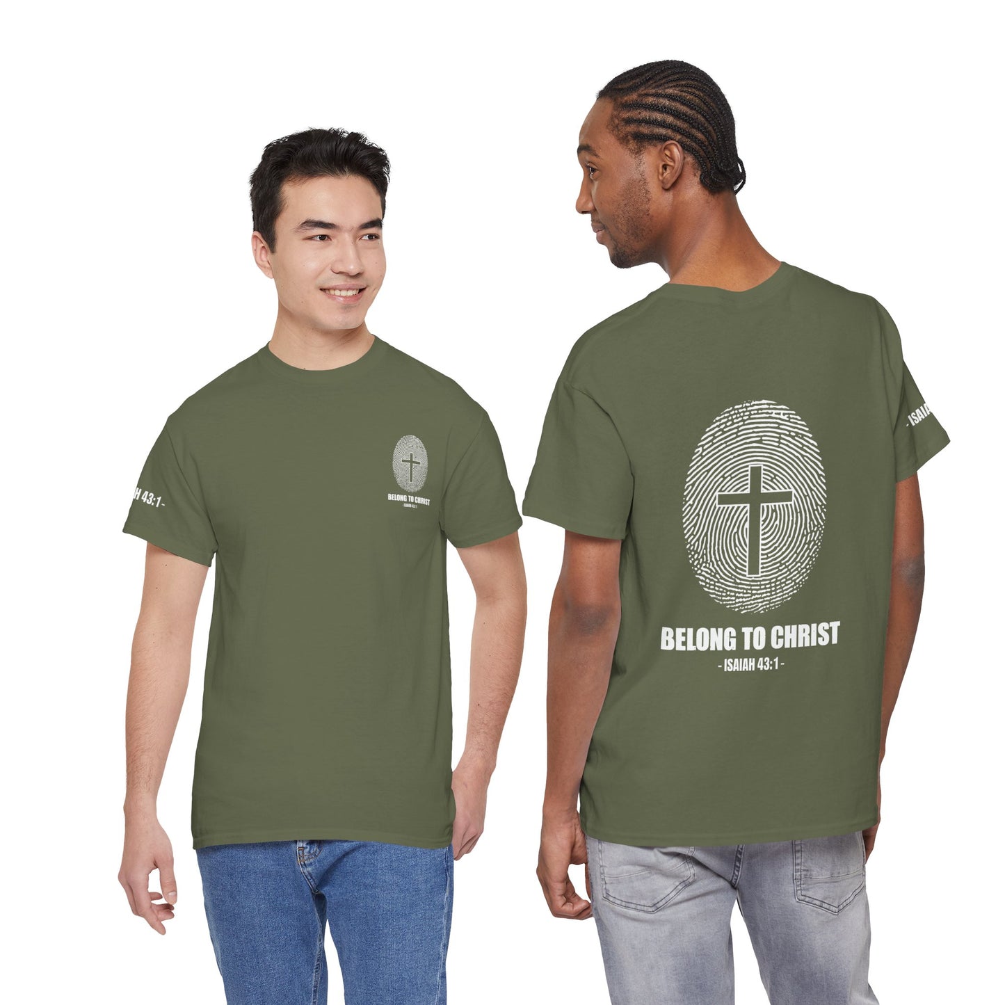Belong to Christ T-Shirt — Christian Cross Fingerprint Tee (Isaiah 43:1)