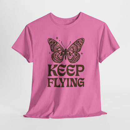 Keep Flying Butterfly Tee — Retro Motivational Graphic Shirt