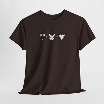 Worship Tee — "I Was Built to Worship" Christian Cross + Dove + Heart T‑Shirt