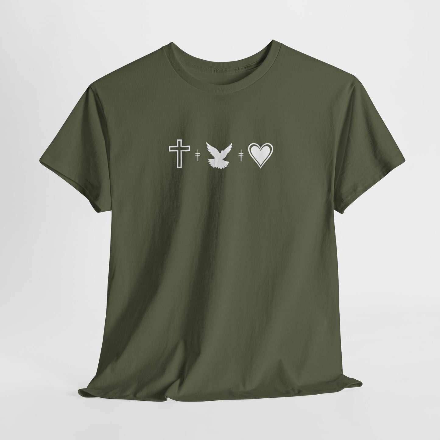 Worship Tee — "I Was Built to Worship" Christian Cross + Dove + Heart T‑Shirt