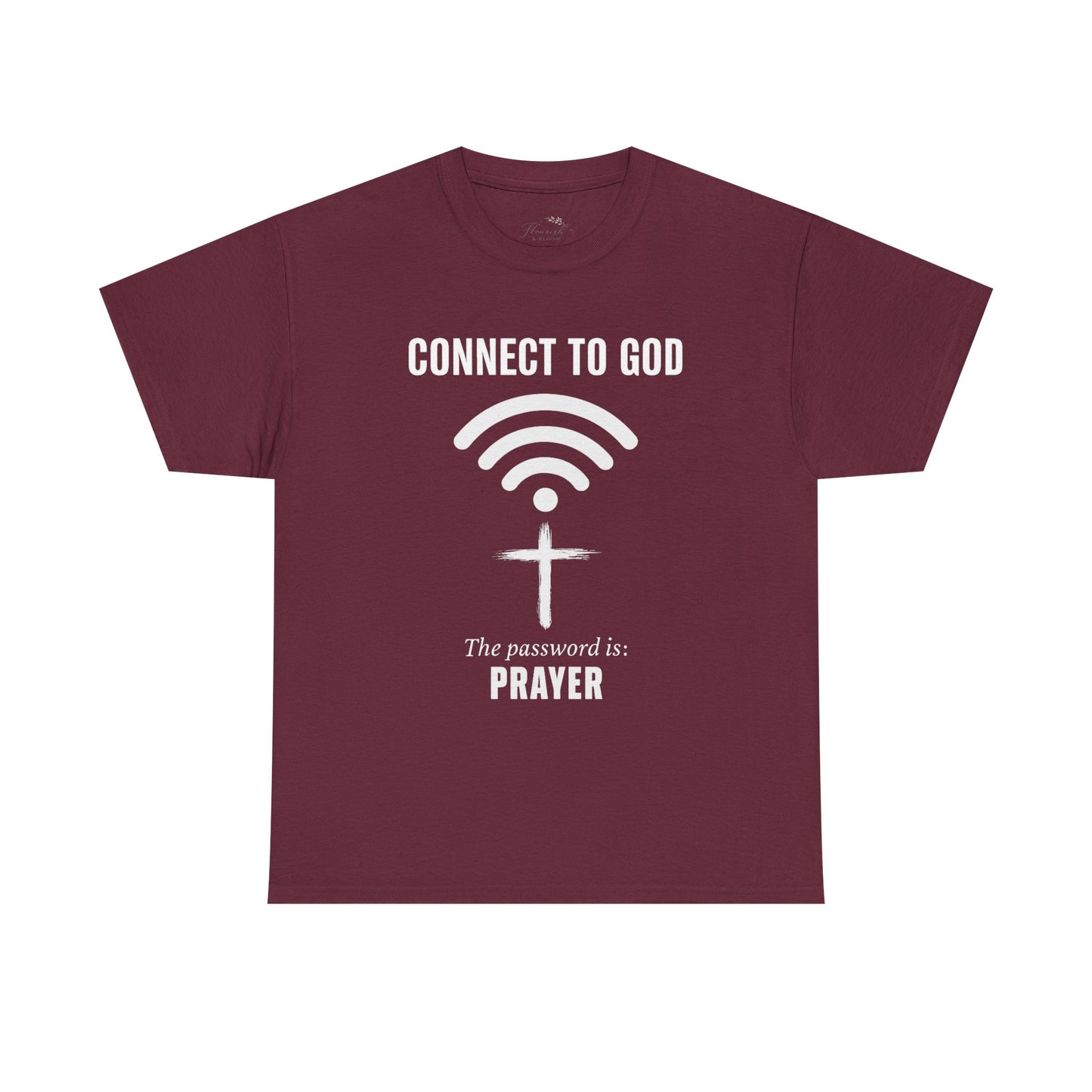 (UNISEX) Connect to God Prayer T-Shirt — Christian Faith Tee with Cross WiFi Design