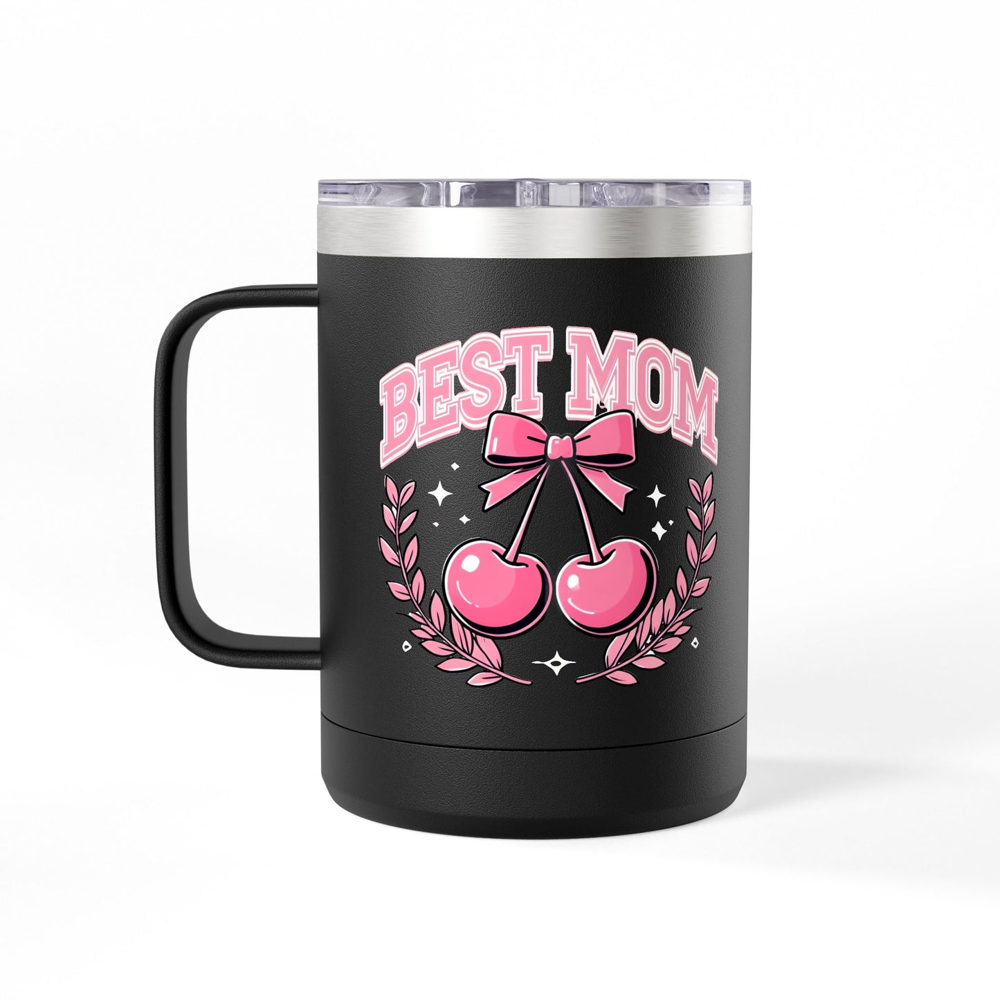 Best Mom Pink Bow & Cherries - 15oz Tumbler