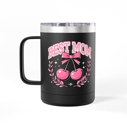 Best Mom Pink Bow & Cherries - 15oz Tumbler