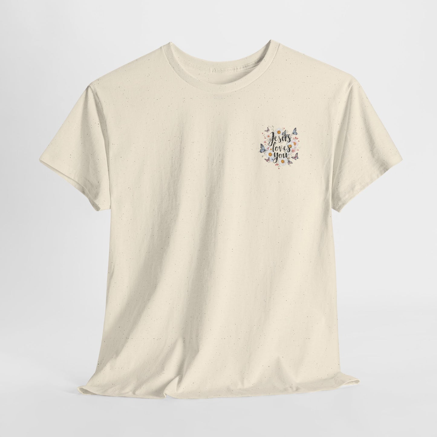 Christian T-Shirt — “Jesus Loves You” Floral Butterfly Tee